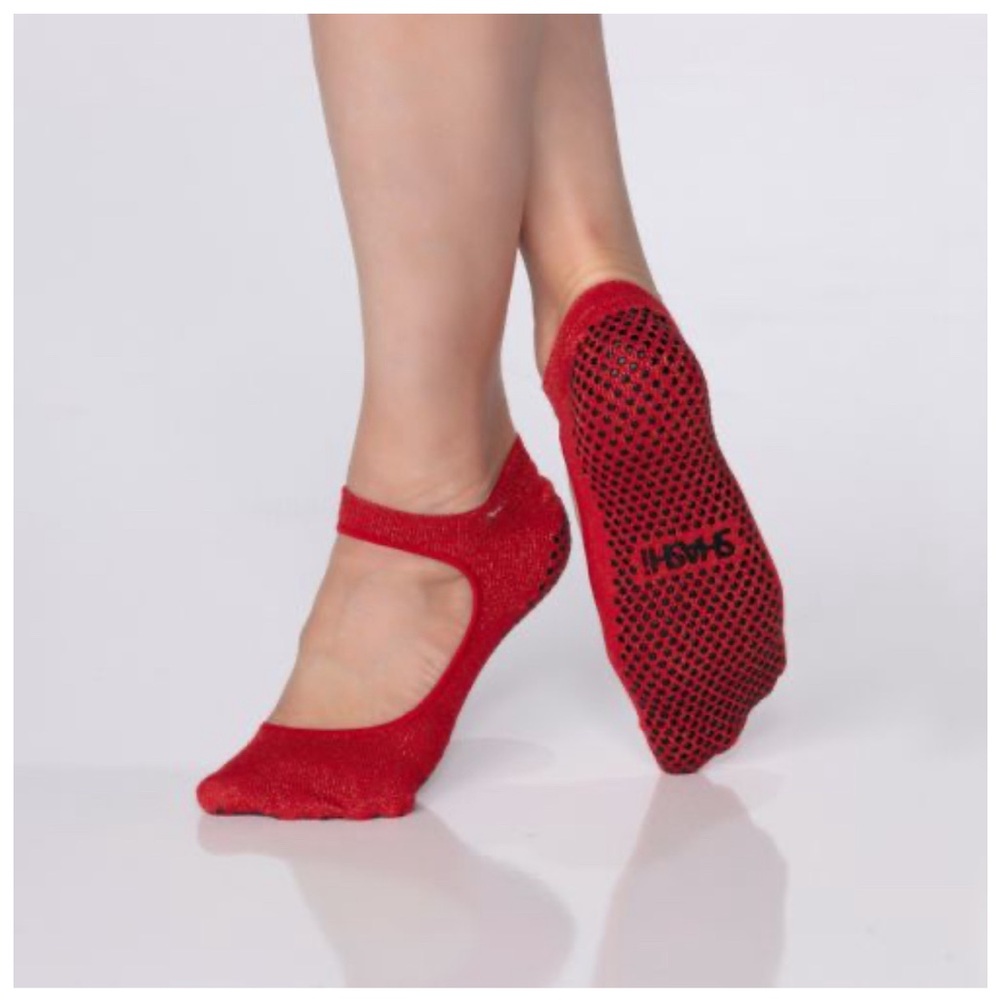 Shashi grip socks- red with gold flecks - multiple sizes